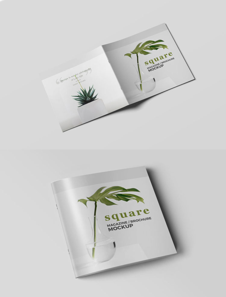 Free Square Magazine Brochure Psd Mockup Pixlov